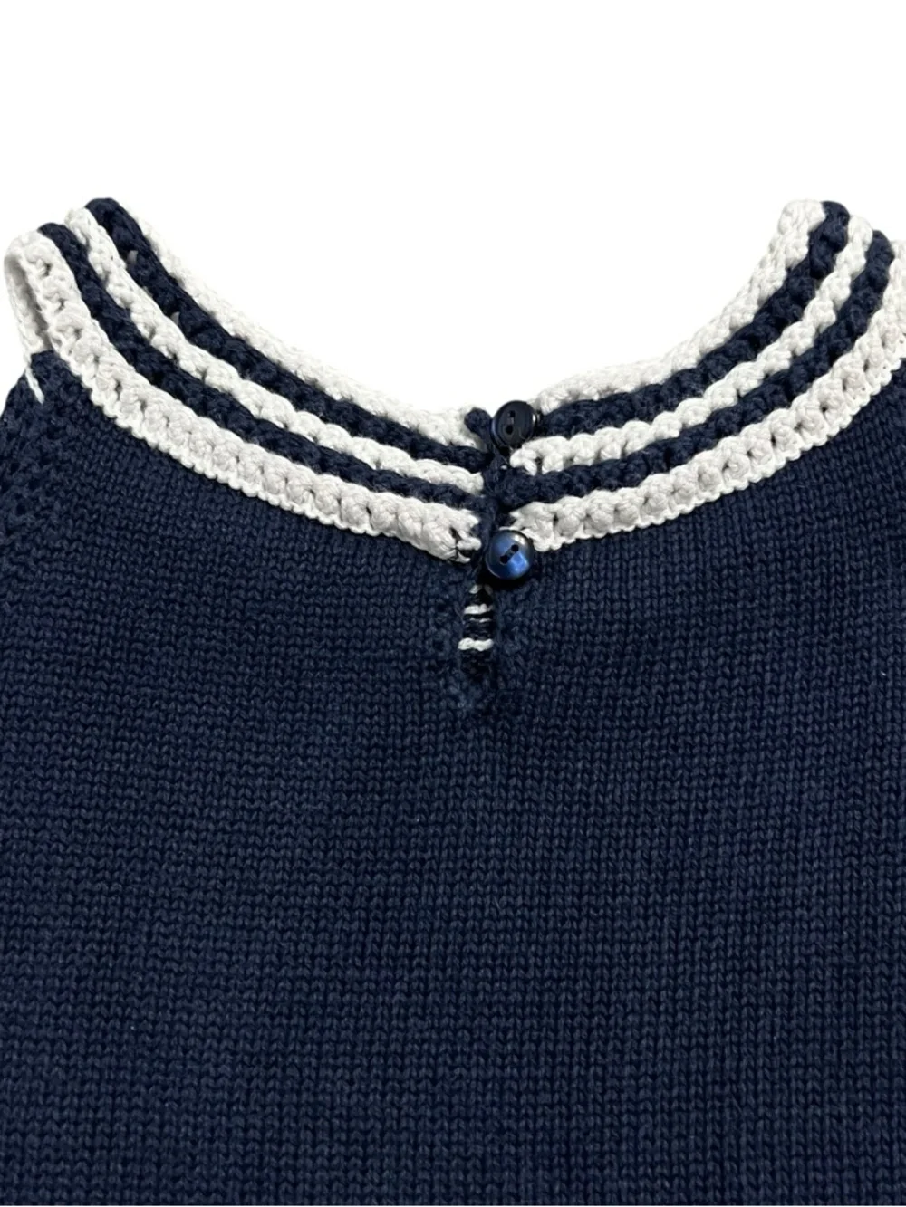 Baby Gap 5Y Navy Chevron Trim Crochey Knit Dress